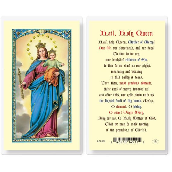 LAMINATED HOLY CARD - HAIL, HOLY QUEEN